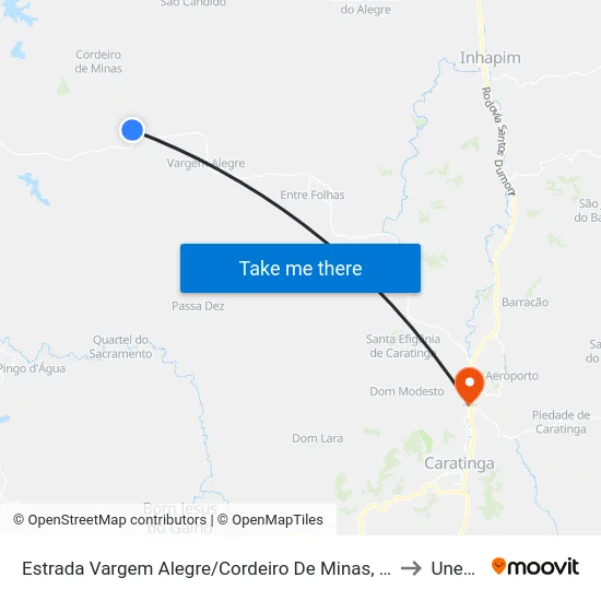 Estrada Vargem Alegre/Cordeiro De Minas, Norte to Unec II map
