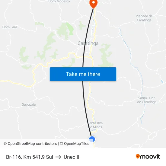 Br-116, Km 541,9 Sul to Unec II map
