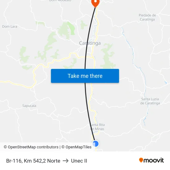 Br-116, Km 542,2 Norte to Unec II map