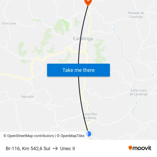 Br-116, Km 542,6 Sul to Unec II map