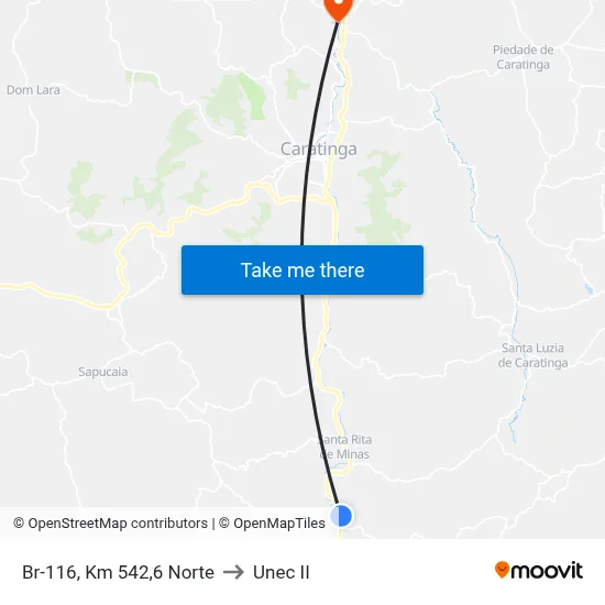 Br-116, Km 542,6 Norte to Unec II map