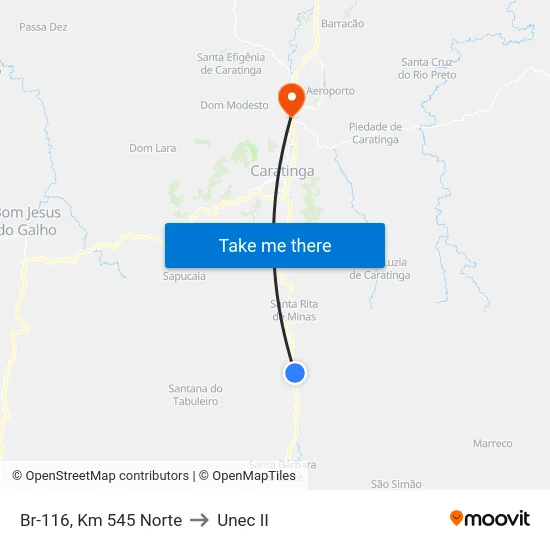 Br-116, Km 545 Norte to Unec II map