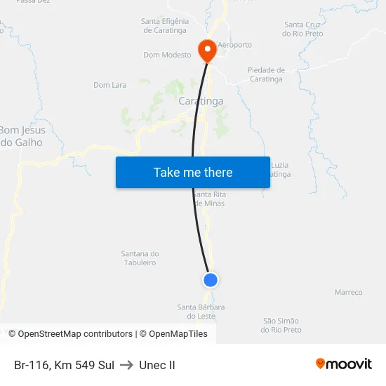 Br-116, Km 549 Sul to Unec II map