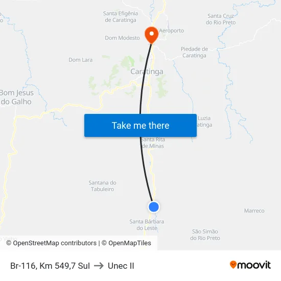 Br-116, Km 549,7 Sul to Unec II map