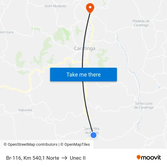 Br-116, Km 540,1 Norte to Unec II map
