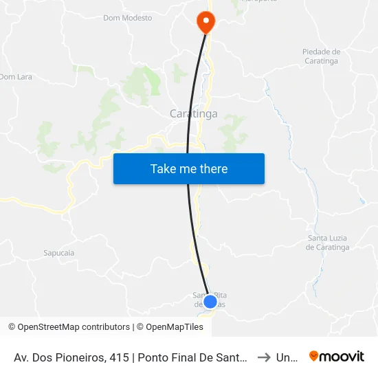 Av. Dos Pioneiros, 415 | Ponto Final De Santa Rita De Minas to Unec II map