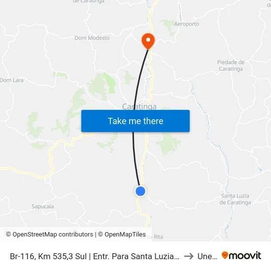 Br-116, Km 535,3 Sul | Entr. Para Santa Luzia De Caratinga to Unec II map