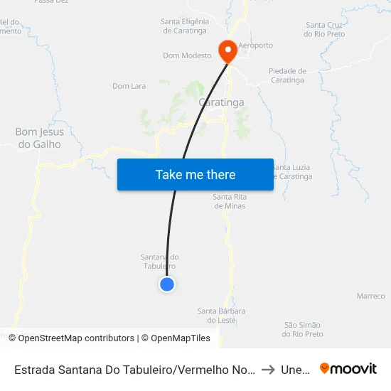 Estrada Santana Do Tabuleiro/Vermelho Novo, Sul to Unec II map