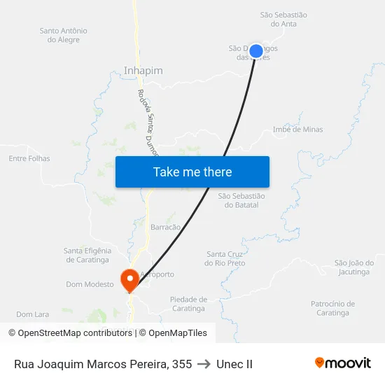 Rua Joaquim Marcos Pereira, 355 to Unec II map