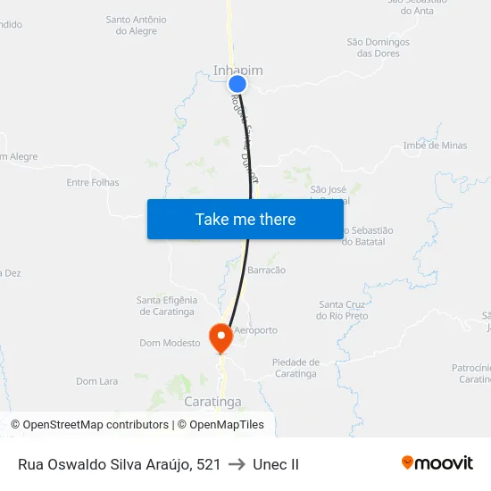 Rua Oswaldo Silva Araújo, 521 to Unec II map