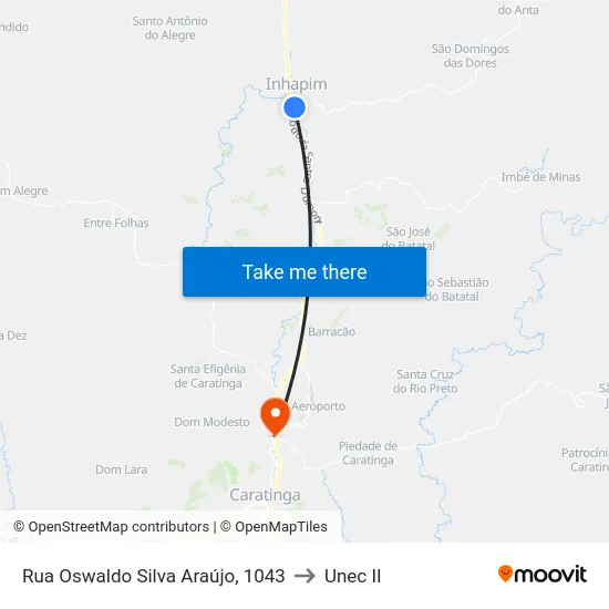 Rua Oswaldo Silva Araújo, 1043 to Unec II map