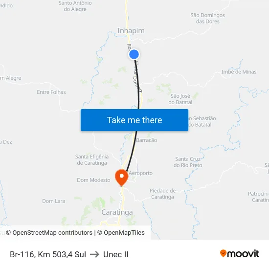 Br-116, Km 503,4 Sul to Unec II map