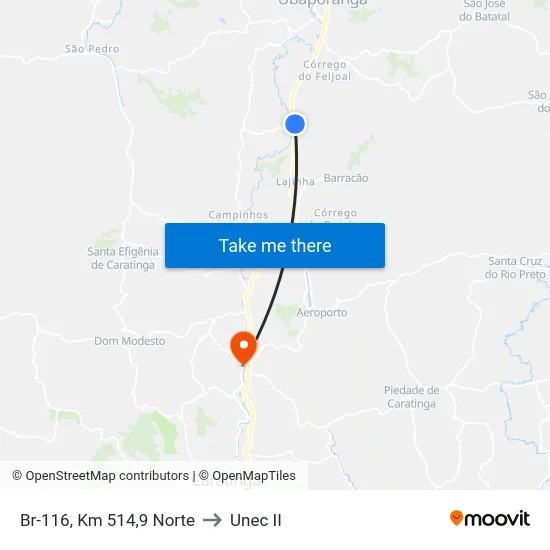 Br-116, Km 514,9 Norte to Unec II map