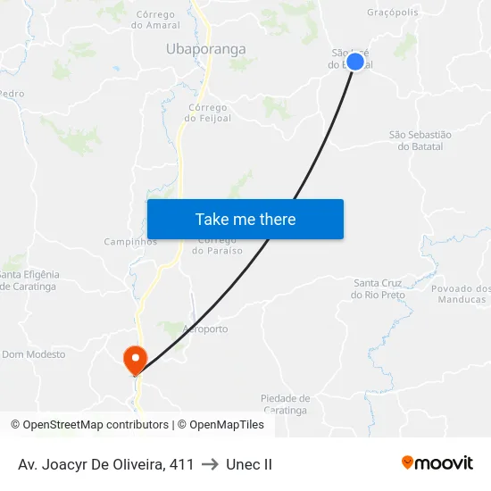 Av. Joacyr De Oliveira, 411 to Unec II map