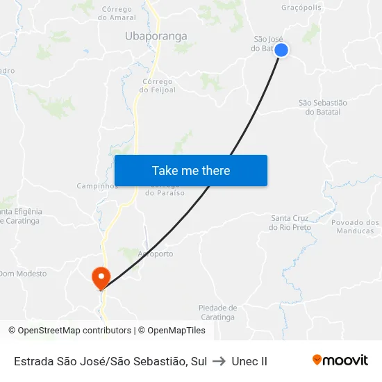 Estrada São José/São Sebastião, Sul to Unec II map