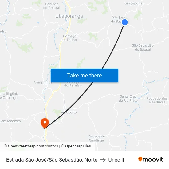 Estrada São José/São Sebastião, Norte to Unec II map