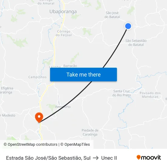 Estrada São José/São Sebastião, Sul to Unec II map