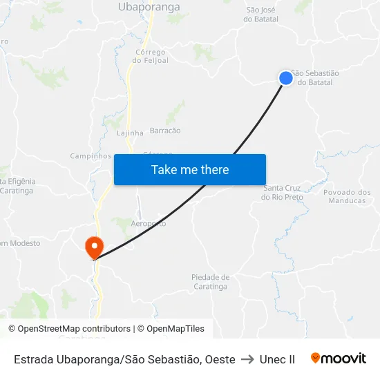 Estrada Ubaporanga/São Sebastião, Oeste to Unec II map