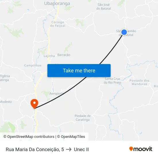 Rua Maria Da Conceição, 5 to Unec II map