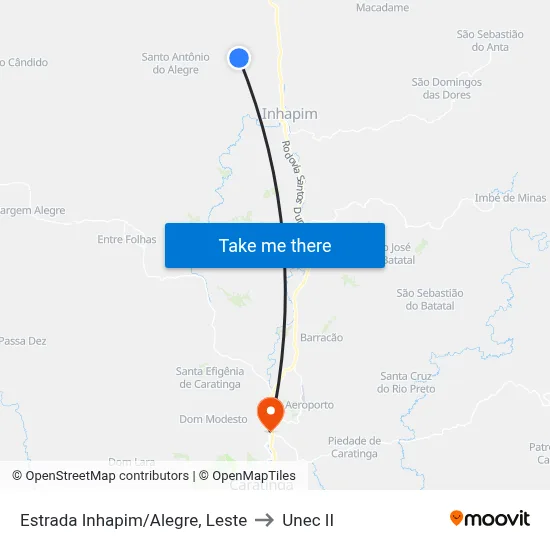 Estrada Inhapim/Alegre, Leste to Unec II map