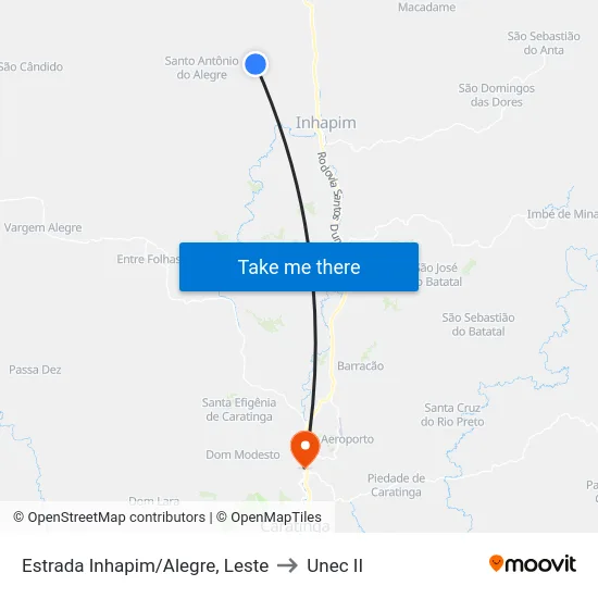 Estrada Inhapim/Alegre, Leste to Unec II map