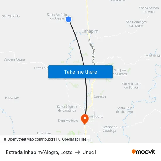 Estrada Inhapim/Alegre, Leste to Unec II map