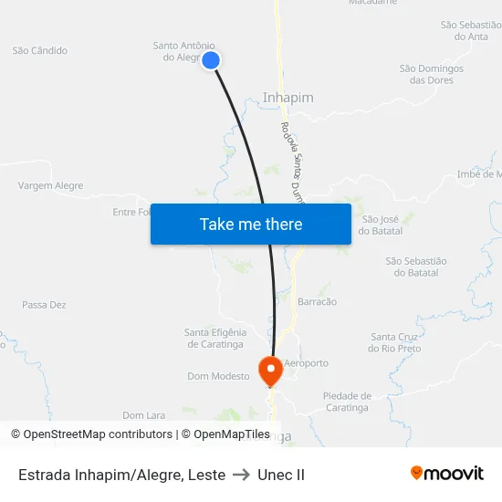 Estrada Inhapim/Alegre, Leste to Unec II map