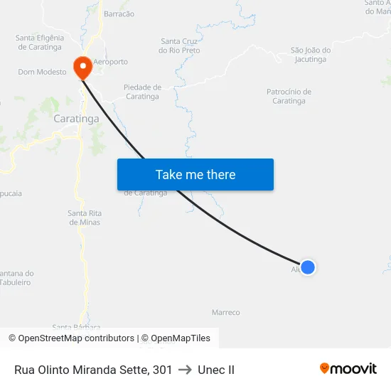 Rua Olinto Miranda Sette, 301 to Unec II map