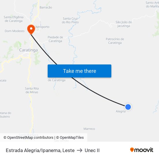 Estrada Alegria/Ipanema, Leste to Unec II map