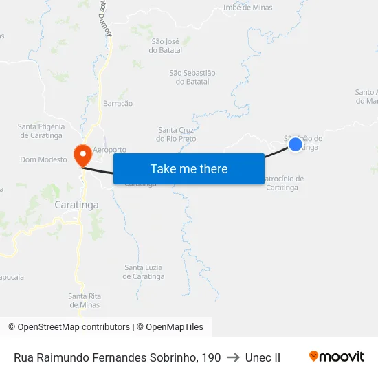 Rua Raimundo Fernandes Sobrinho, 190 to Unec II map