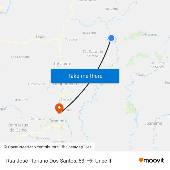 Rua José Floriano Dos Santos, 53 to Unec II map