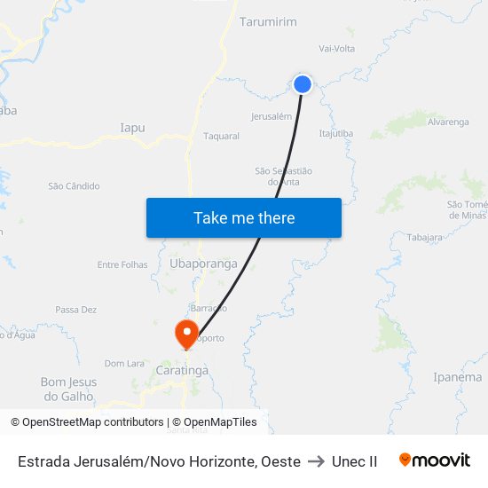 Estrada Jerusalém/Novo Horizonte, Oeste to Unec II map