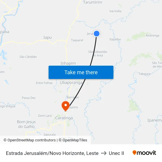 Estrada Jerusalém/Novo Horizonte, Leste to Unec II map