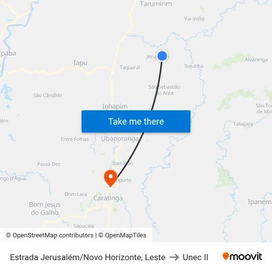 Estrada Jerusalém/Novo Horizonte, Leste to Unec II map