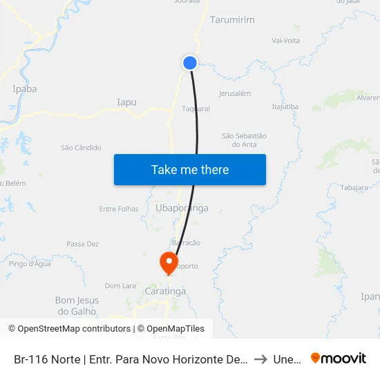 Br-116 Norte | Entr. Para Novo Horizonte De Minas to Unec II map