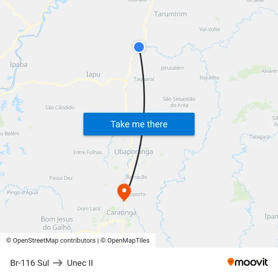 Br-116 Sul to Unec II map