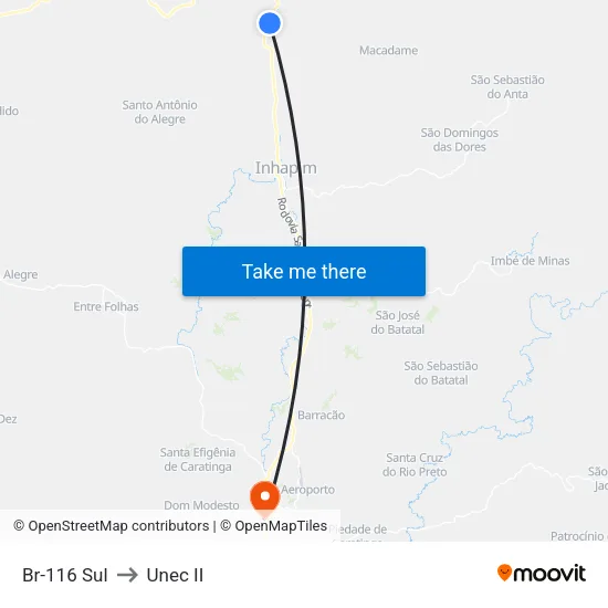 Br-116 Sul to Unec II map