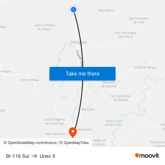 Br-116 Sul to Unec II map