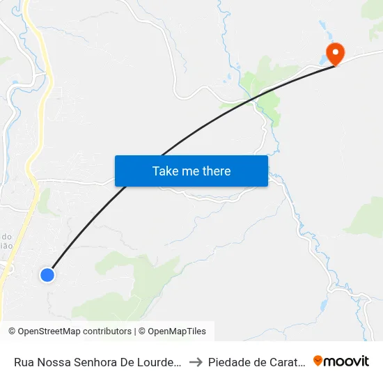 Rua Nossa Senhora De Lourdes, 210 to Piedade de Caratinga map