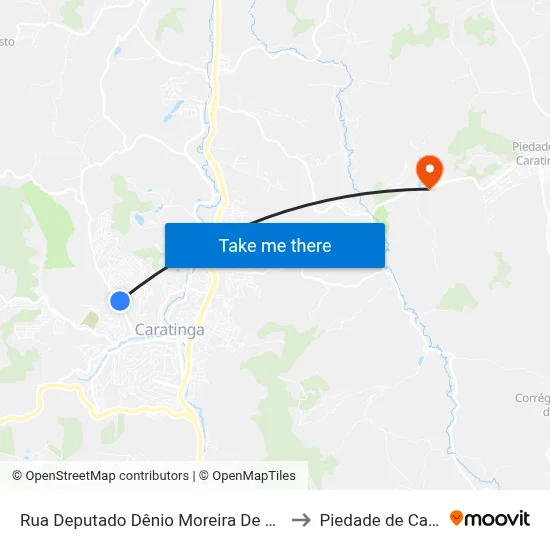 Rua Deputado Dênio Moreira De Carvalho, 662 to Piedade de Caratinga map