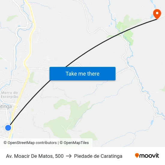 Av. Moacir De Matos, 500 to Piedade de Caratinga map
