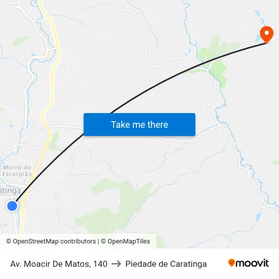 Av. Moacir De Matos, 140 to Piedade de Caratinga map