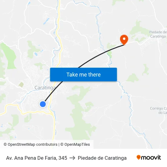 Av. Ana Pena De Faria, 345 to Piedade de Caratinga map