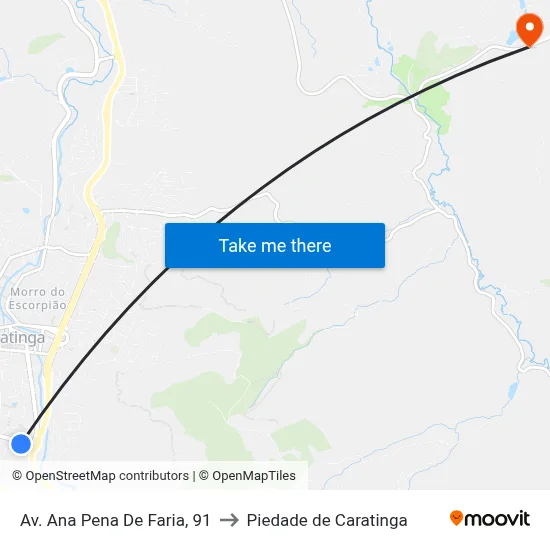 Av. Ana Pena De Faria, 91 to Piedade de Caratinga map