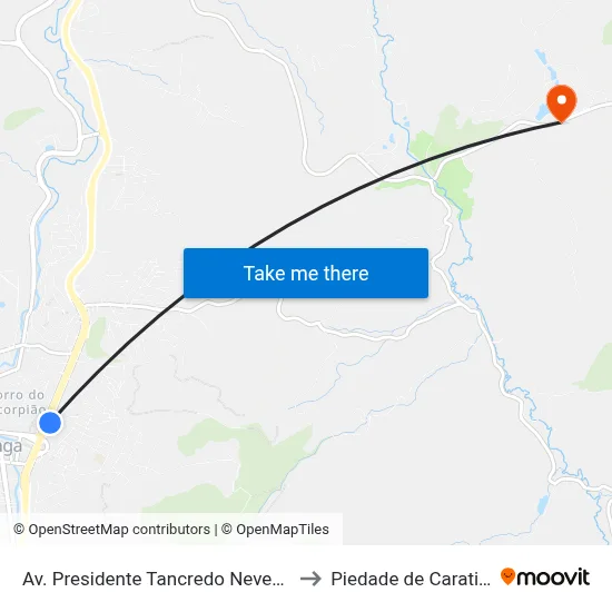 Av. Presidente Tancredo Neves, 442 to Piedade de Caratinga map