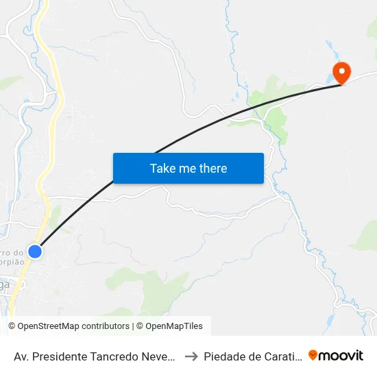 Av. Presidente Tancredo Neves, 744 to Piedade de Caratinga map