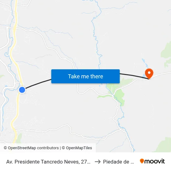 Av. Presidente Tancredo Neves, 2742 | Marginal Leste to Piedade de Caratinga map