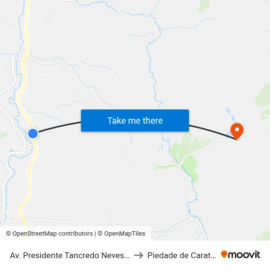 Av. Presidente Tancredo Neves, 3060 to Piedade de Caratinga map
