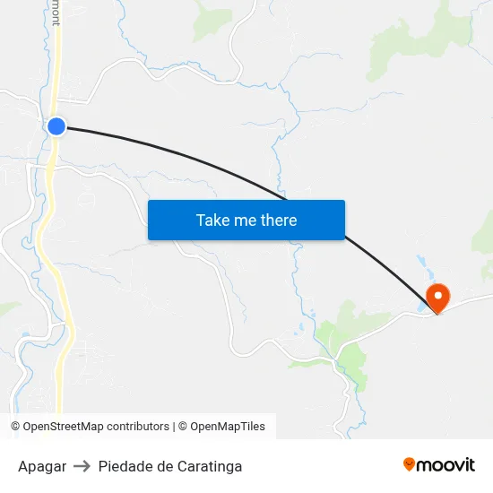 Apagar to Piedade de Caratinga map