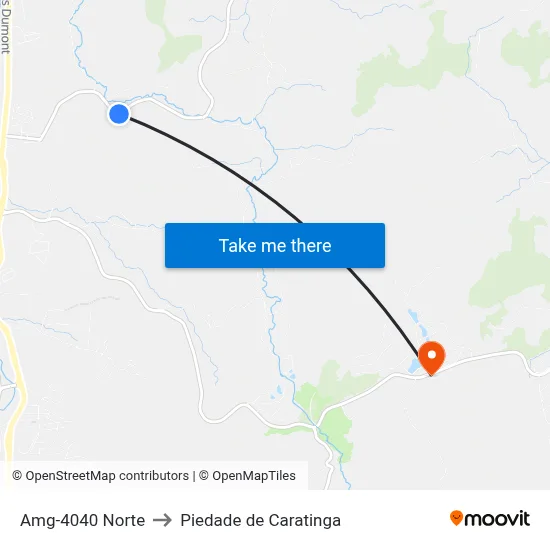 Amg-4040 Norte to Piedade de Caratinga map
